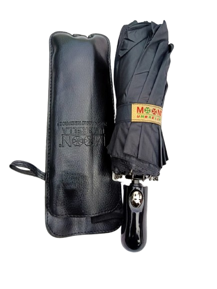 12 Ribs Moon Auto Open And Auto Close Umbrella UV protection, (Black)
